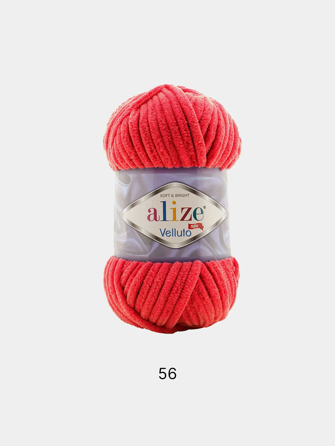 Красный плюшевая пряжа Alize Velluto, микрополиэстер, 100 г, 68 м