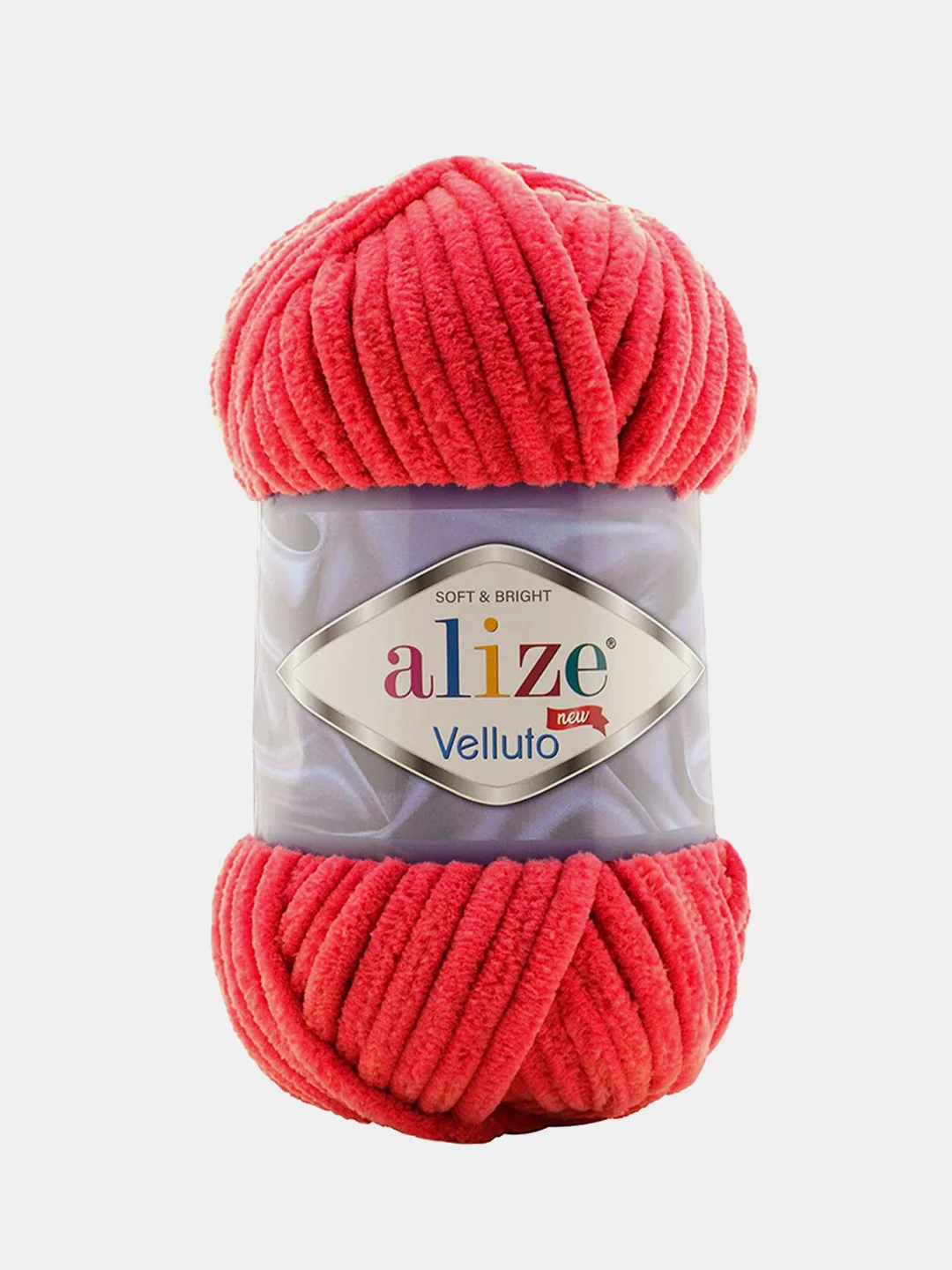 Красный плюшевая пряжа Alize Velluto, микрополиэстер, 100 г, 68 м