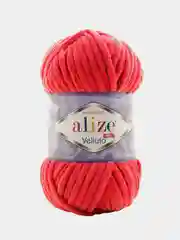 Красный плюшевая пряжа Alize Velluto, микрополиэстер, 100 г, 68 м