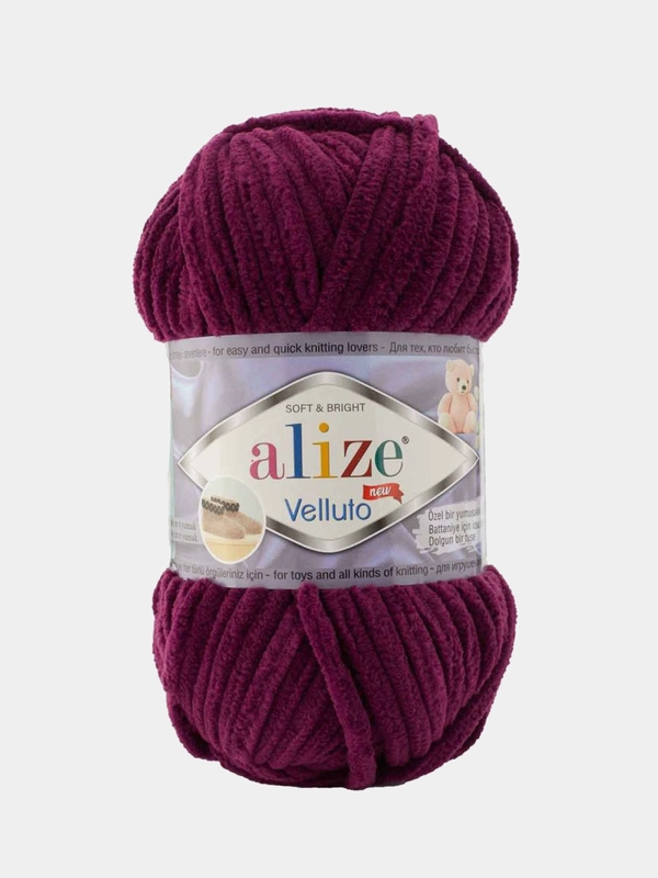 Плюшевая пряжа Alize Velluto, микрополиэстер, 100 г, 68 м