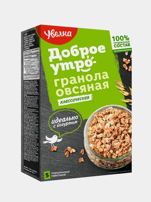 Гранола Увелка, овсяная, классическая, 5 х 40 г