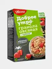 Гранола Увелка, овсяная, с клубникой, 5х40 г