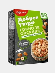 Гранола Увелка, овсяная, с фундуком и миндалем, 5 х 40 г