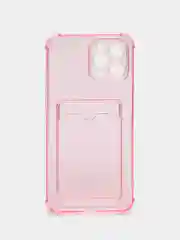 Розовый силиконовый неоновый чехол Iphone 12pro max, с визитницей