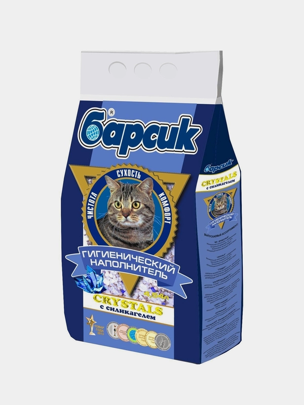 Наполнитель Барсик "Crystals", с силикагелем, для кошачьего туалета