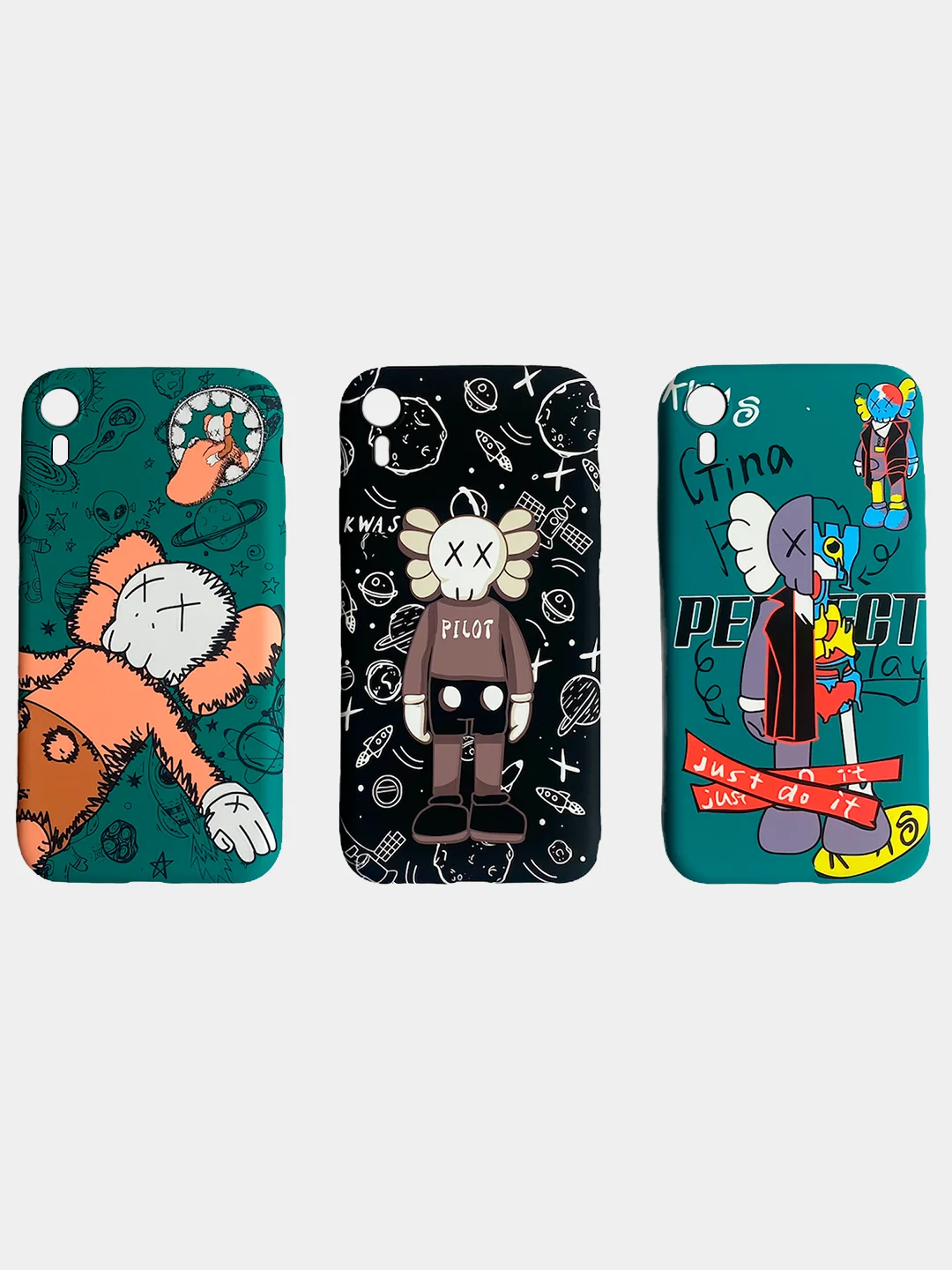 Светящийся чехол-накладка LUXO для iPhone XR с флуоресцентным рисунком KAWS