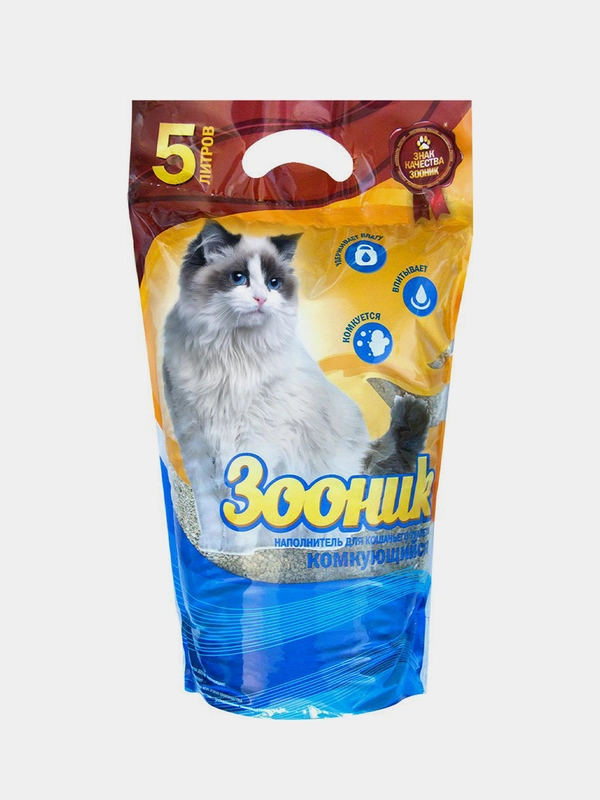 Наполнитель Зооник, комкующийся, 5 л, для кошачьего туалета