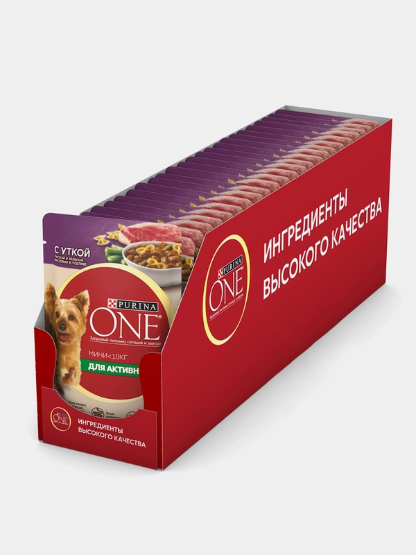 Корм влажный Purina ONE мини, для собак мелких пород, с уткой, 26 шт по 85г