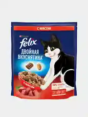Сухой корм для взрослых кошек Felix "Двойная вкуснятина", с мясом