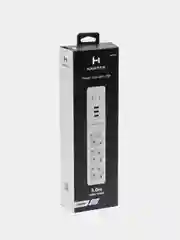 Сетевой фильтр Harper UCH-325, 3 метра, 3 розетки, 3 USB, 3680 Вт, белый