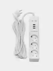 Сетевой фильтр Harper UCH-325, 3 метра, 3 розетки, 3 USB, 3680 Вт, белый