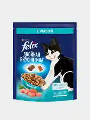 Сухой корм для взрослых кошек Felix "Двойная вкуснятина", с рыбой, 200 г