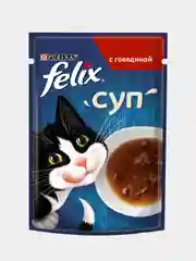 Влажный корм для взрослых кошек Felix "Суп", с говядиной, 36 штук по 48 г
