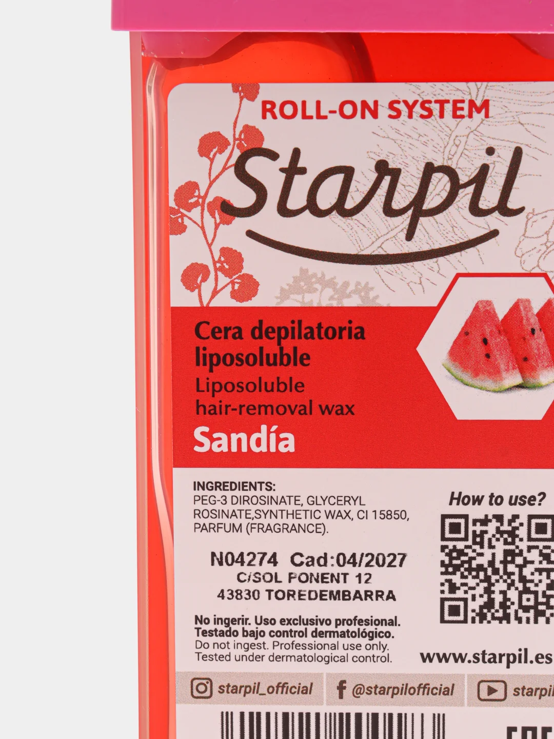Розовый воск для депиляции в картридже Starpil, 110 гр