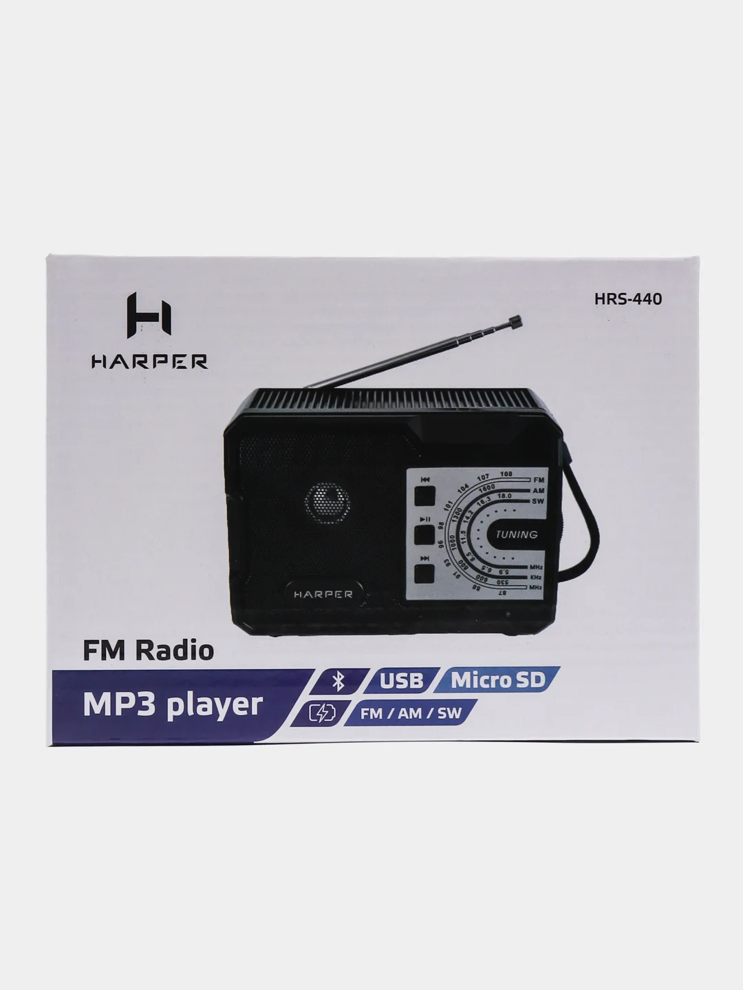 Радиоприемник Harper HRS-440 с AM, FM и SW, с MP3 плеером и функцией Bluetooth,цвет черный