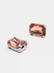 Коралловый стразы прямоугольные, в серебристой оправе, 10*14 мм, 10 штук