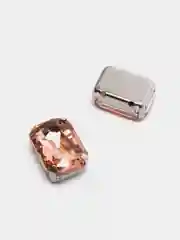 Коралловый стразы прямоугольные, в серебристой оправе, 10*14 мм, 10 штук