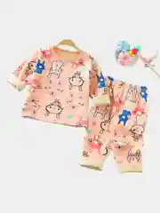 Розовый флисовый детский костюм/ пижама