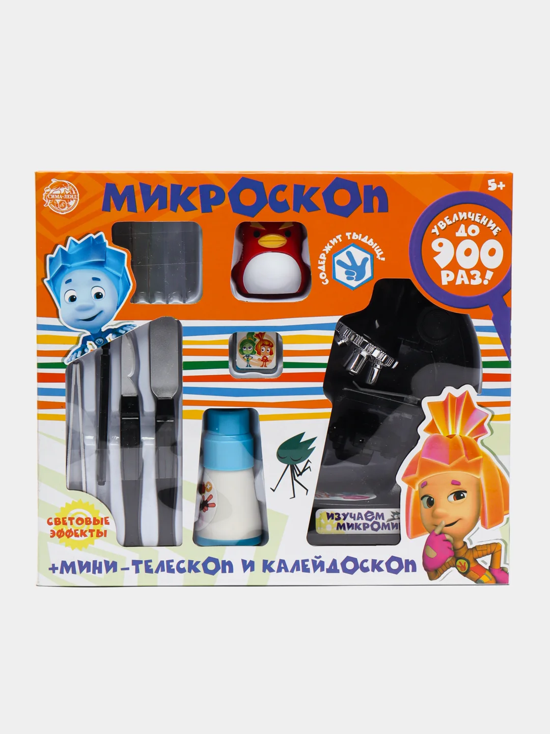 Микроскоп+мини-телескоп и калейдоскоп ФИКСИКИ с набором для исследований