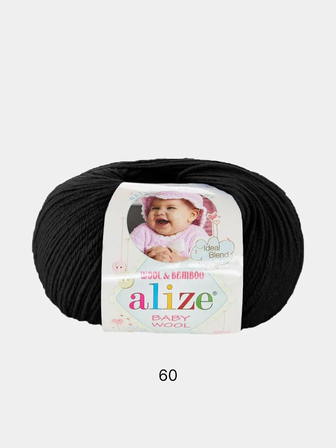 Черный пряжа Alize baby wool
