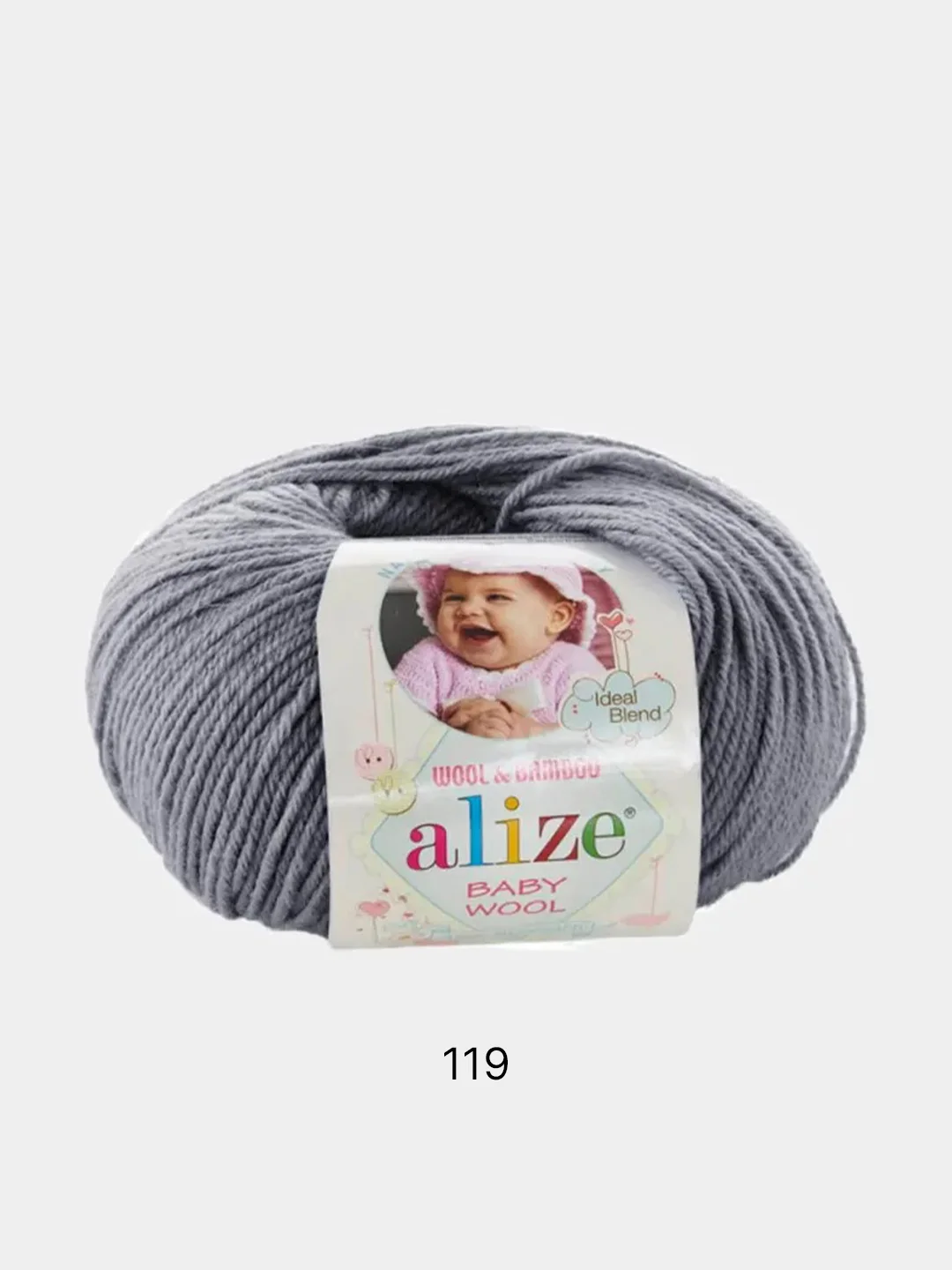Серый пряжа Alize baby wool