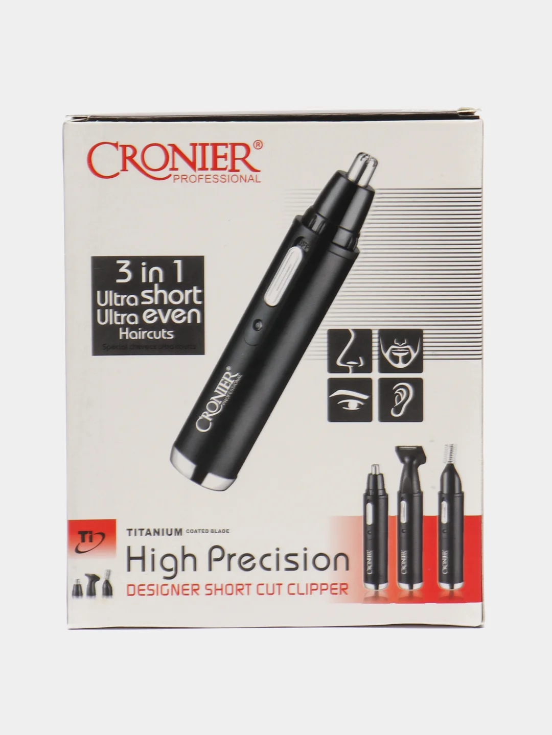 Черный триммер Cronier CR-305K 3в1 / Электробритва для бороды носа бровей ушей окантовки
