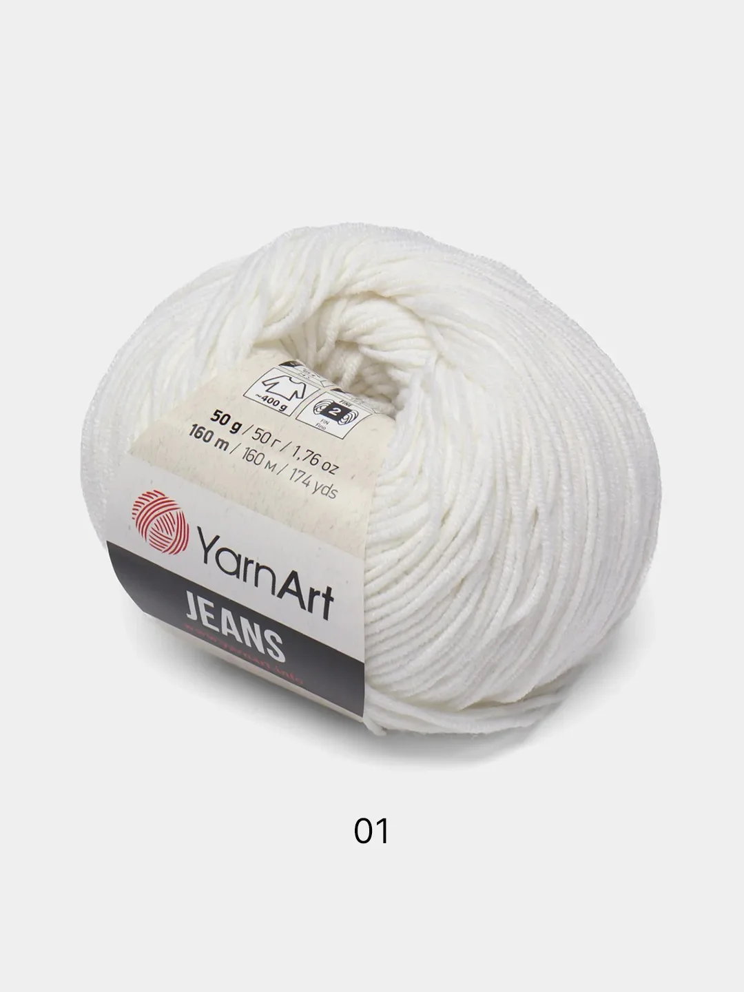 Белый пряжа YarnArt Jeans