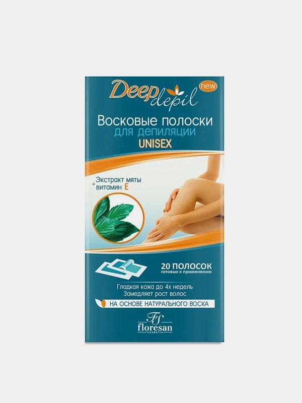 Восковые полоски для депиляции Unisex с мятой Флоресан 20 полосок