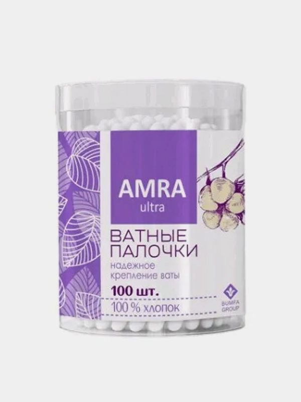 Ватные палочки АМРА, стакан, 100 штук