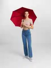Алый женский зонт, с принтом