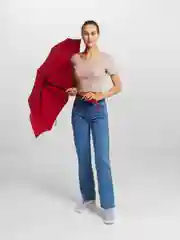 Алый женский зонт, с принтом