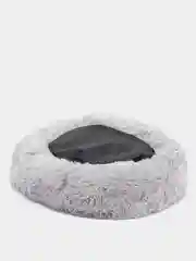Серый меланж лежанка для домашних животных, с бортом, круглая