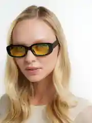 Золотистый хаки солнцезащитные очки прямоугольной формы, защита от УФ-лучей