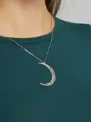 Серебряный цепочка с подвеской "Луна", стильное колье