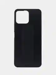 Черный чехол Honor X8, Хонор Х8 силиконовый, под кожу, с подставкой