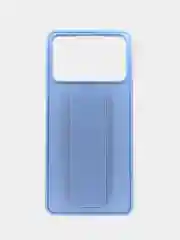 Небесно-голубой чехол для Xiaomi Poco X4 Pro, Сяоми Поко Х4 Про, силиконовый под кожу, с подставкой