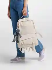 Белый рюкзак с брелоком лягушкой, унисекс
