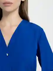 Синий рубашка классическая с длинным рукавом