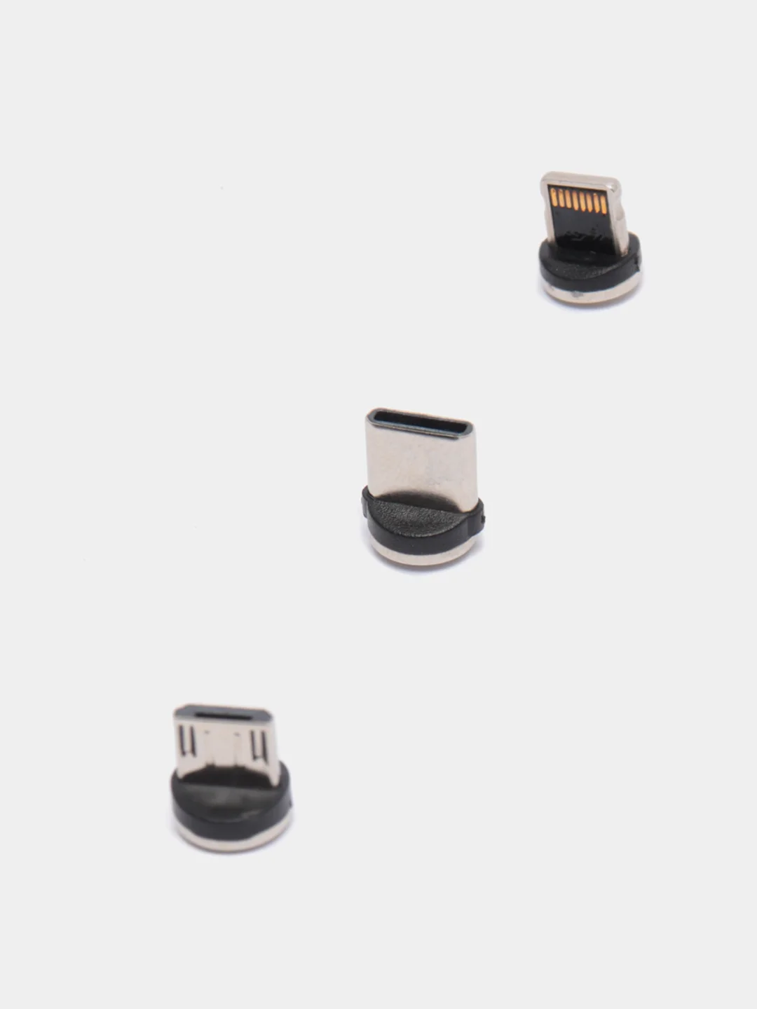 Серый магнитный USB-кабель 3 в 1 с 3-мя разъемами microusb, type C, Lightning, 3 цвета