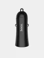 Черный автомобильное зарядное устройство Hoco Z30A с подсветкой, 2 x USB, быстрая зарядка