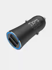 Черный автомобильное зарядное устройство Hoco Z30A с подсветкой, 2 x USB, быстрая зарядка