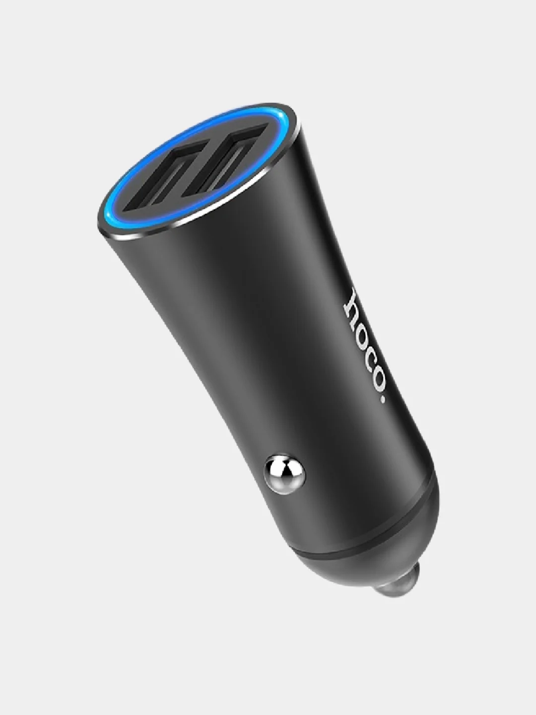 Черный автомобильное зарядное устройство Hoco Z30A с подсветкой, 2 x USB, быстрая зарядка