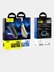 Черный автомобильное зарядное устройство Hoco Z30A с подсветкой, 2 x USB, быстрая зарядка