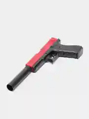 Красный пистолет игрушечный Глок, перезаряжаемый Glock, с гильзами и мягкими EVA пулями