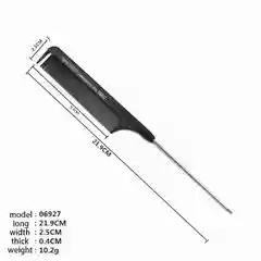 Черный расческа парикмахерская, с металлическим хвостиком, 22 см, 06927