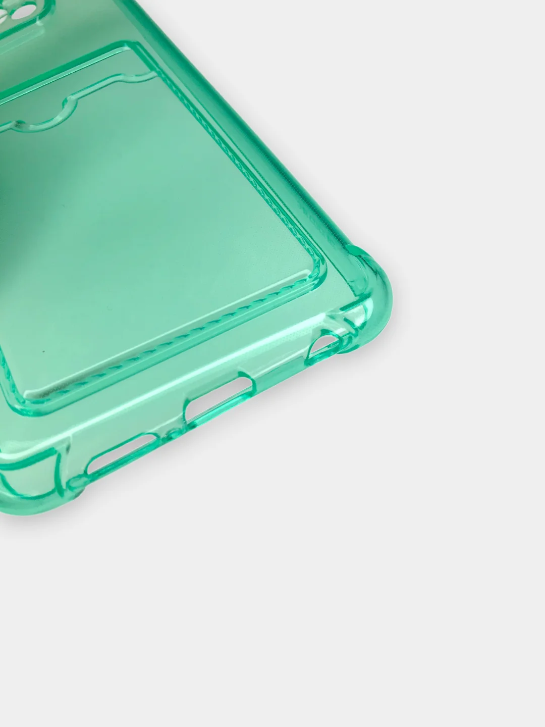 Бирюзовый чехол для Xiaomi Poco X3 NFC / Poco X3 Pro прозрачный противоударный с карманом для карты