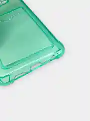 Бирюзовый чехол для Xiaomi Poco X3 NFC / Poco X3 Pro прозрачный противоударный с карманом для карты