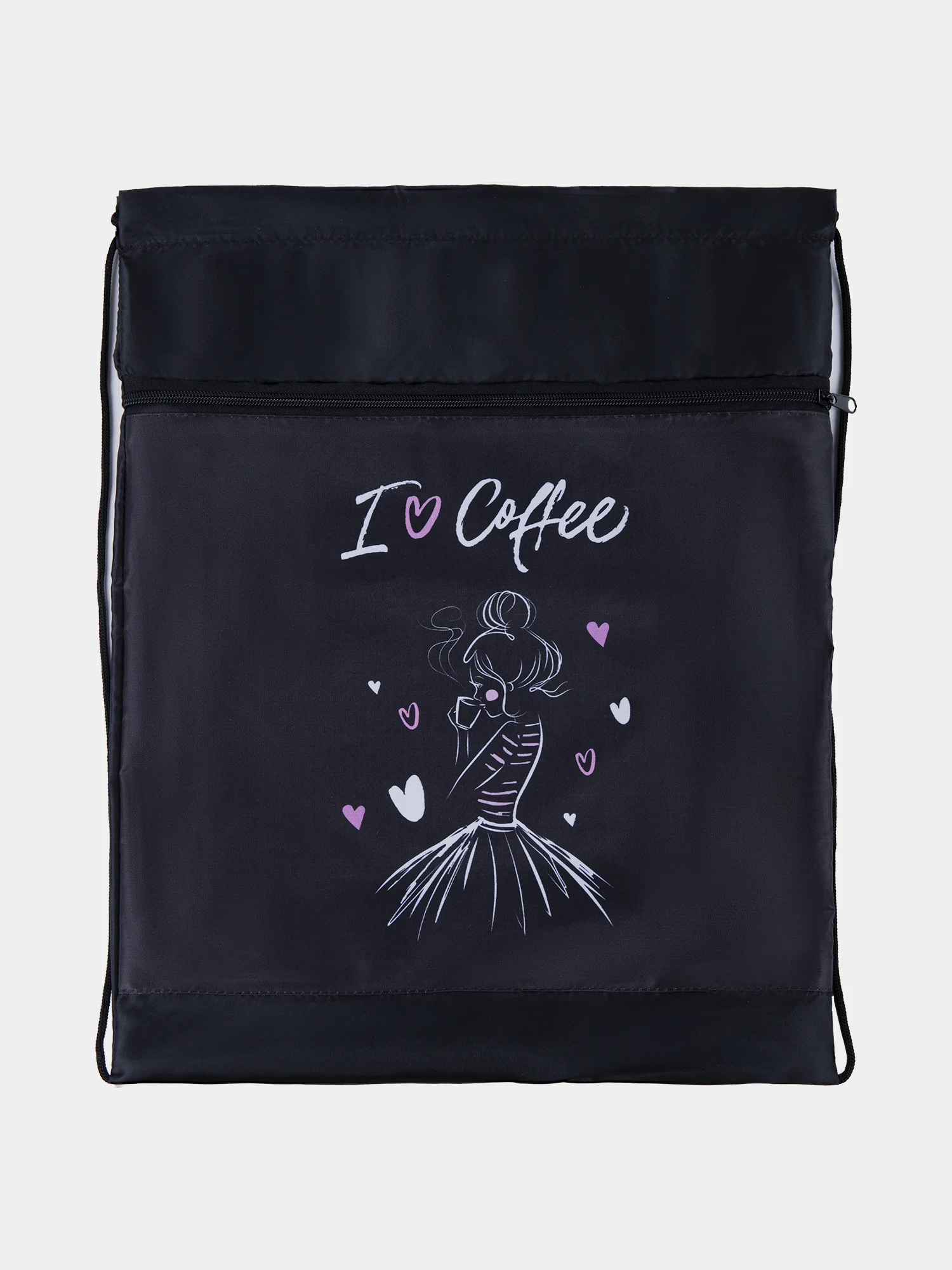 Мешок для обуви BRAUBERG, с петлёй, карман на молнии, 47х37 см, I love coffee, 270908