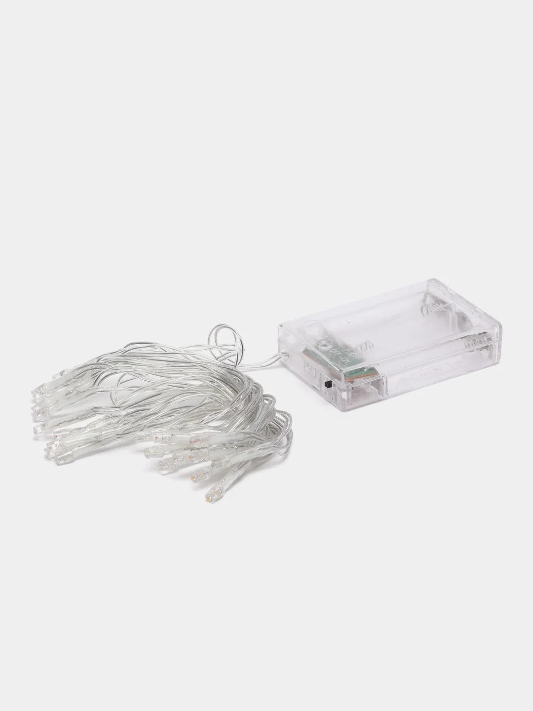 Гирлянда прозрачная нить, 2 м, IP20, 20 LED, свечение мульти, 2 режима, AAх3