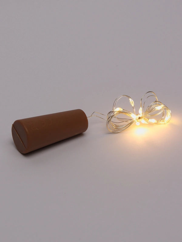 Гирлянда-нить "Роса", с пробкой, IP20, серебристая нить, 10 LED, 1 м